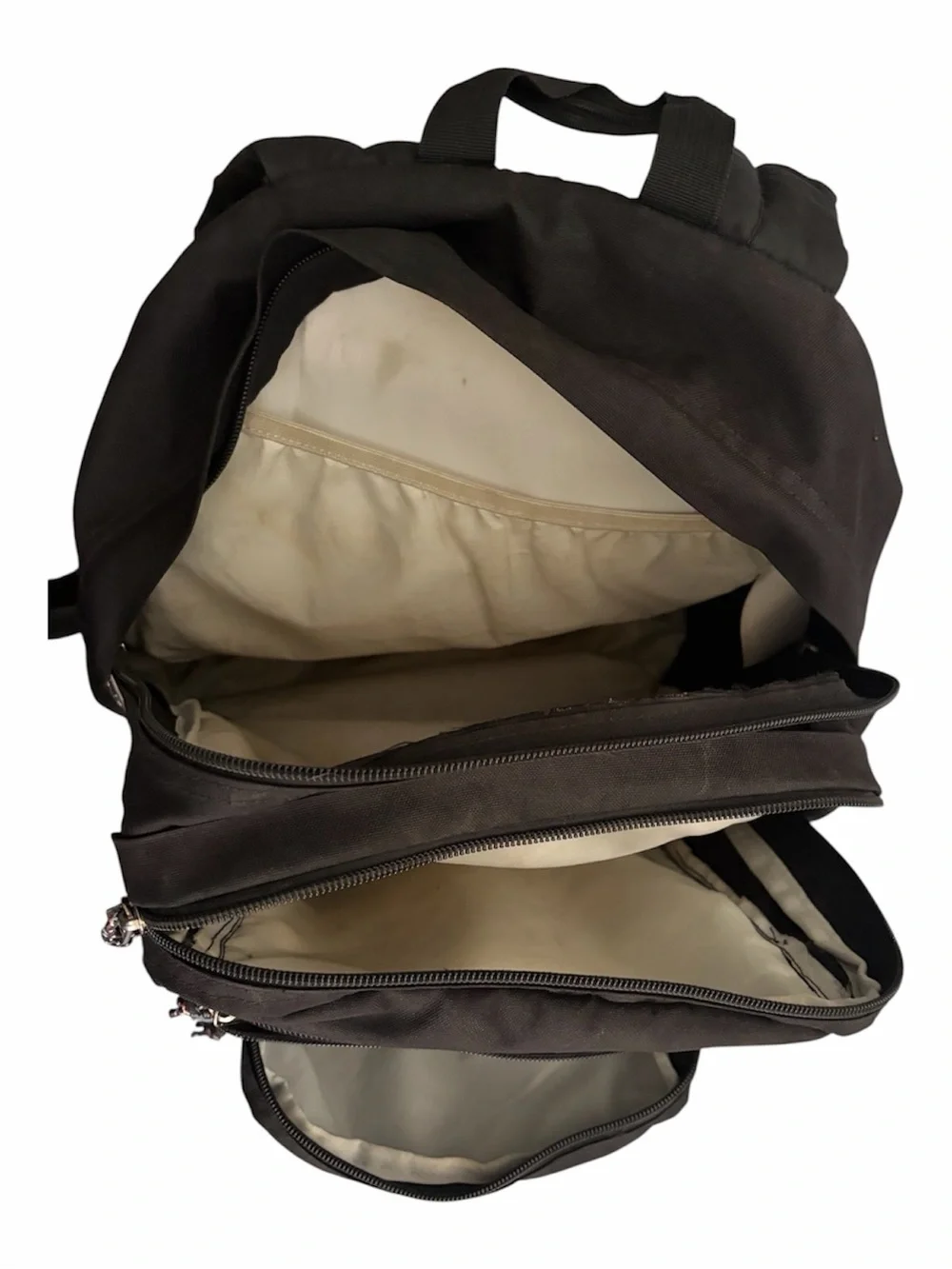 Jansport Black Backpack with Brown Leather Bottom
